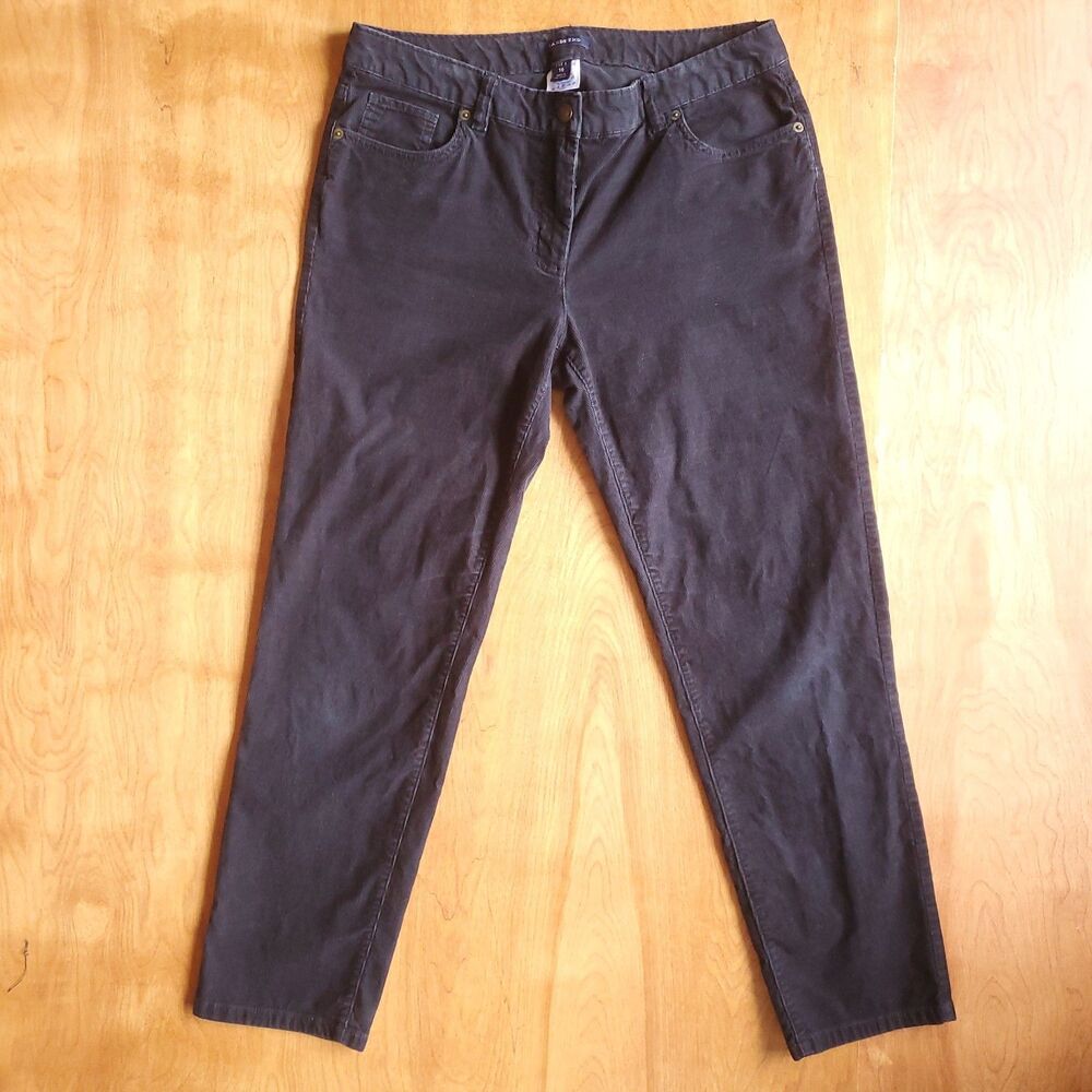 Lands End Corduroy Pants Womens 10 Fit 1 Dark Blue 5 Pocket Cotton Blend